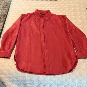 Banana Republic Faux Suede Women's Button-Down Shirt (raspberry )